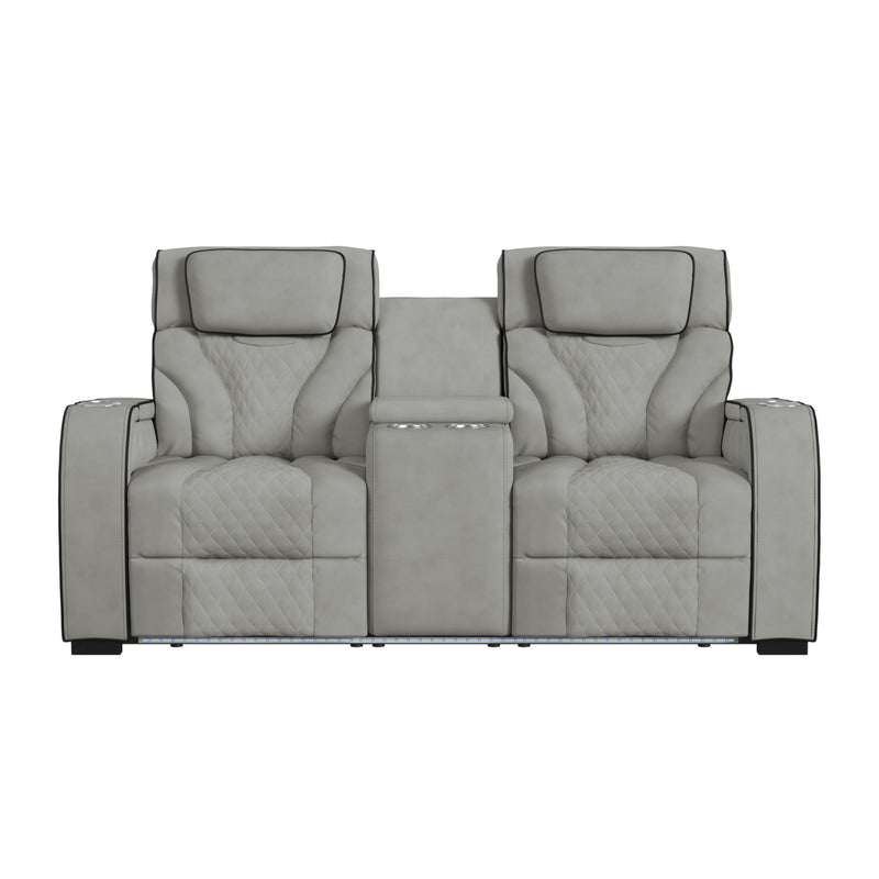 Blitz - Motion Loveseat With Console, And LED