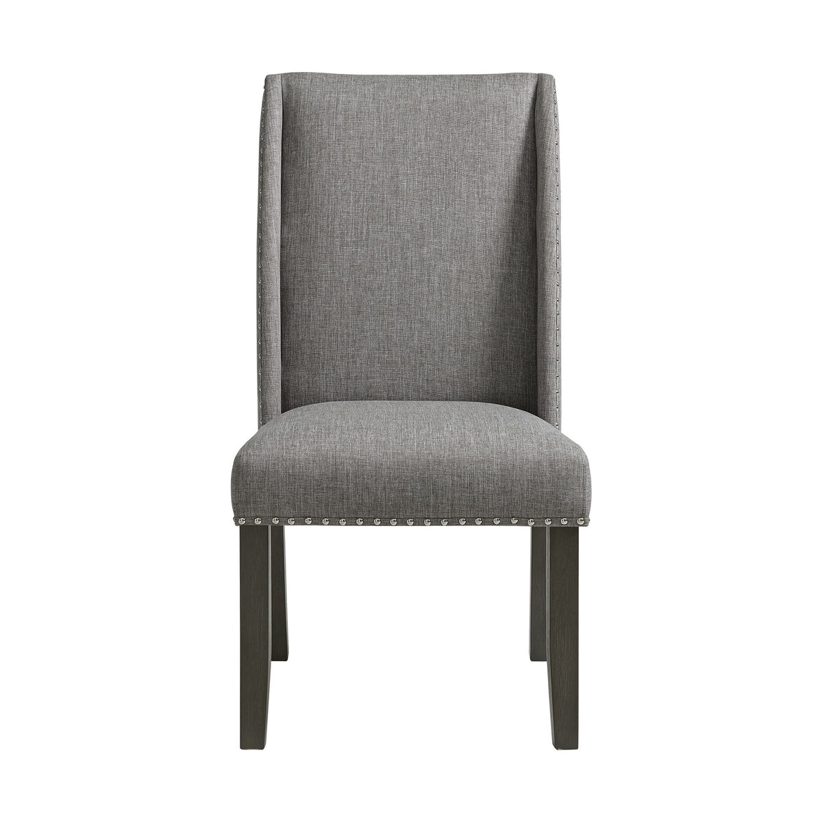 Everdeen - Side Chair With Gray Fabric and Nail Heads (Set of 2) - Charcoal