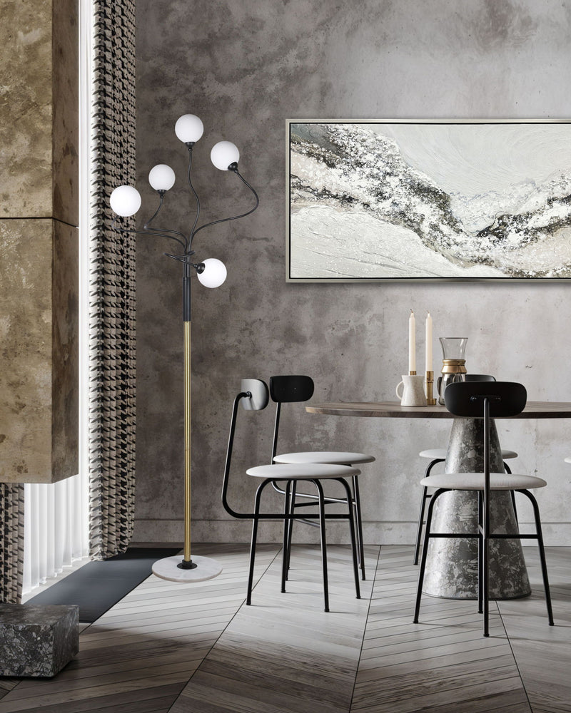 "Snowy Drift" Hand-Embellished Canvas In Frame - White / Gray