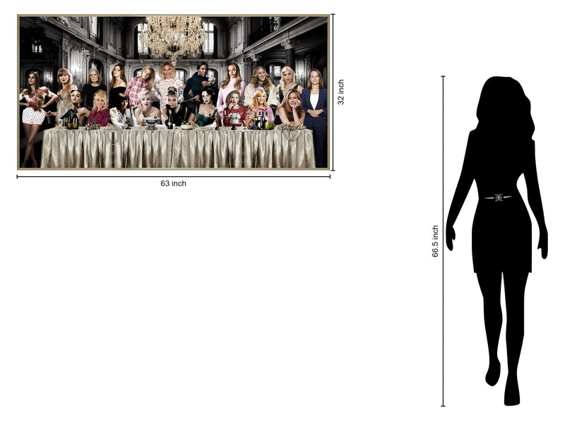Gala Muse Gathering - 32" x 63" Framed Wall Art - Dark Gray