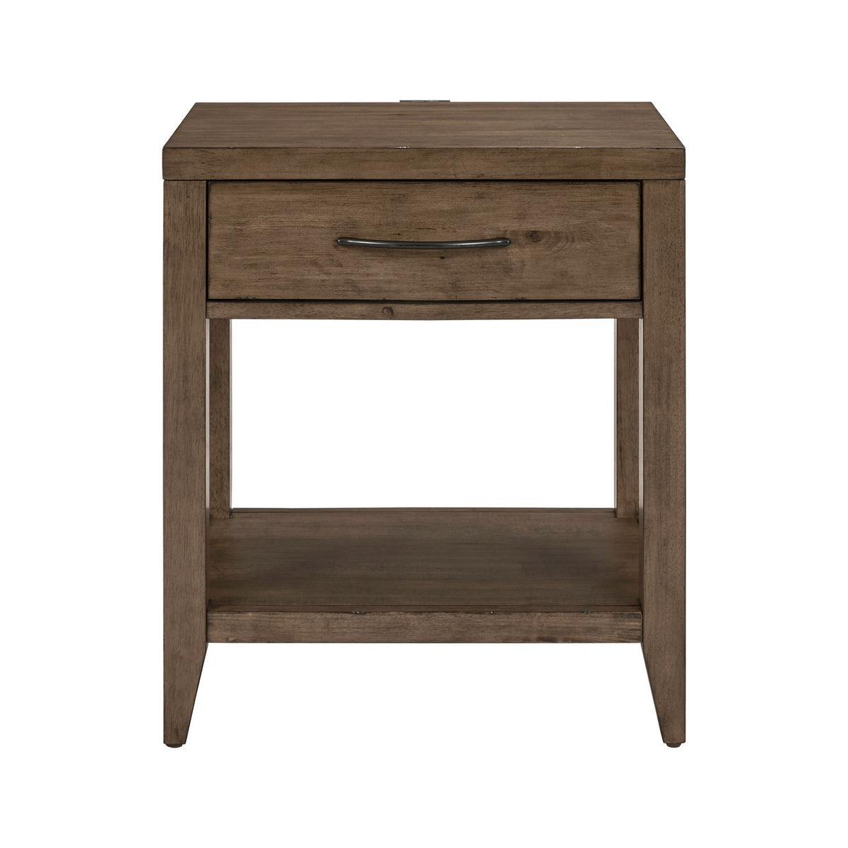 Shaker Lakes - Open Nightstand With Charging Station - Harvest Brown