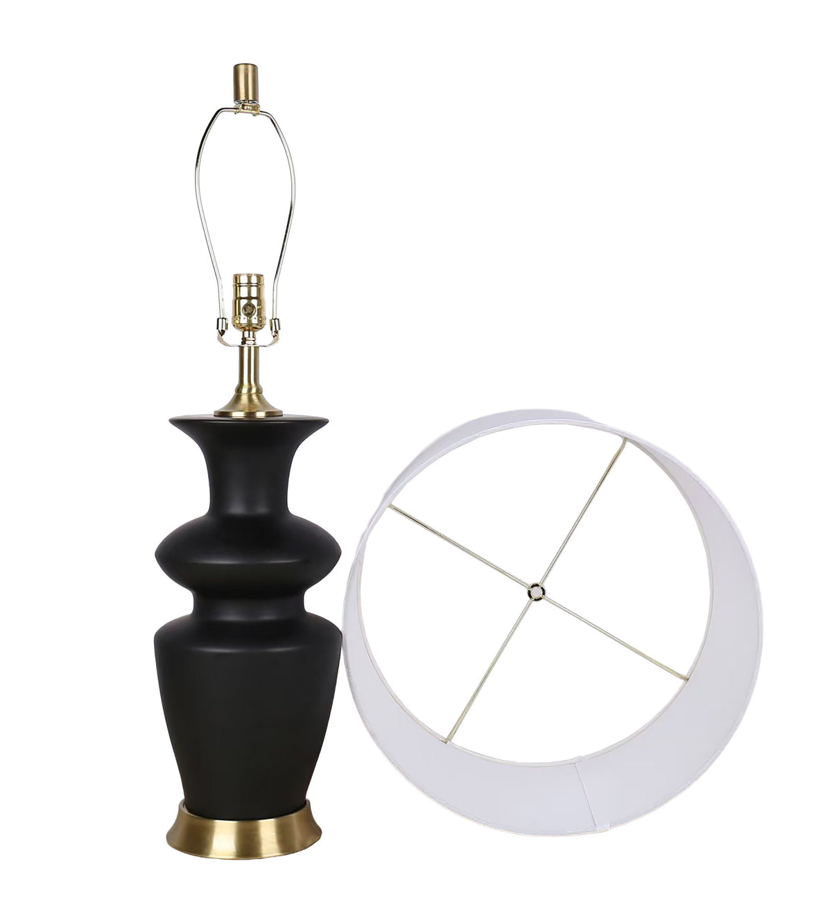 "Elegance Radiance" Ceramic Table Lamp (Set of 2) - Black / Soft Gold