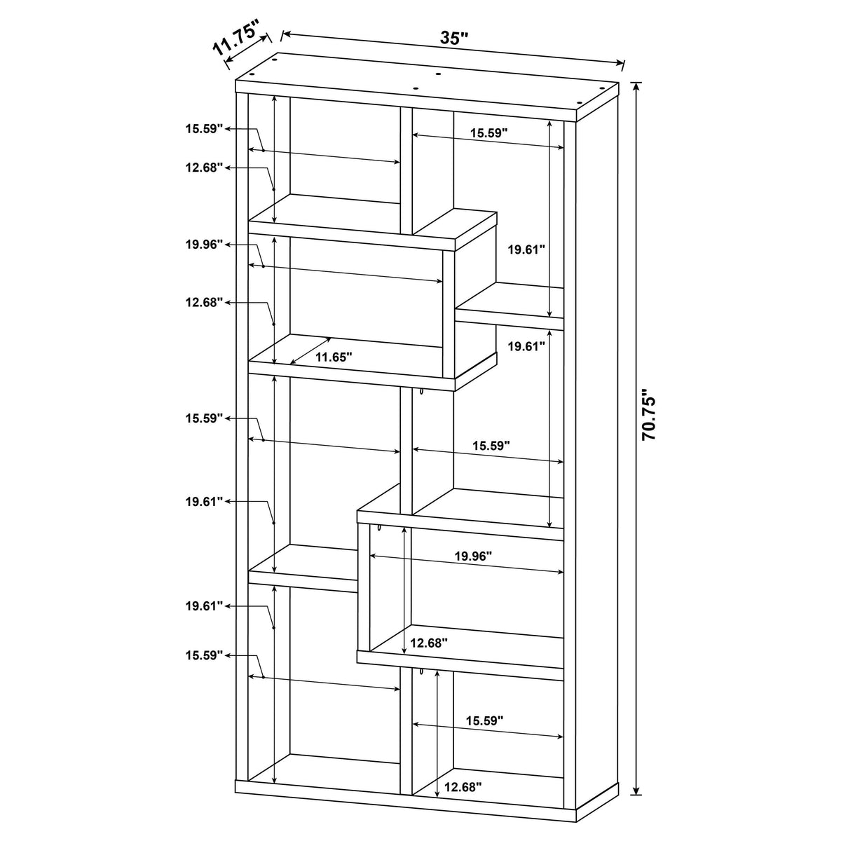 Theo 71-inch 6-shelf Bookshelf