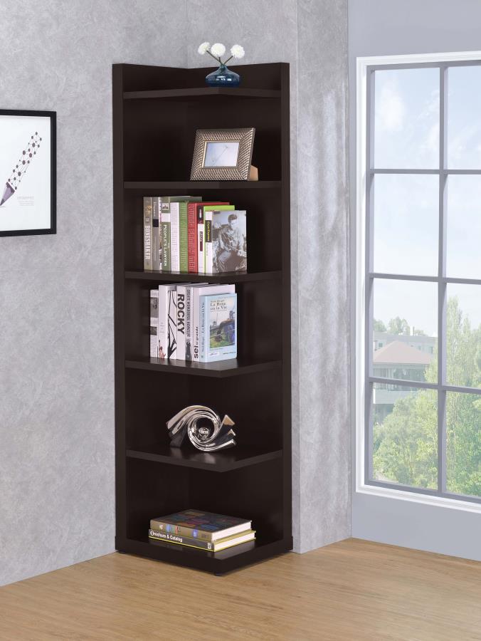 Alder 71-inch 6-shelf Corner Bookcase Cappuccino Default Title