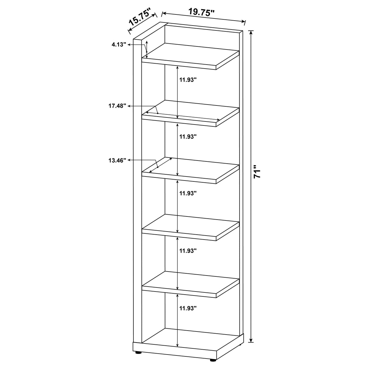 Alder 71-inch 6-shelf Corner Bookcase Cappuccino