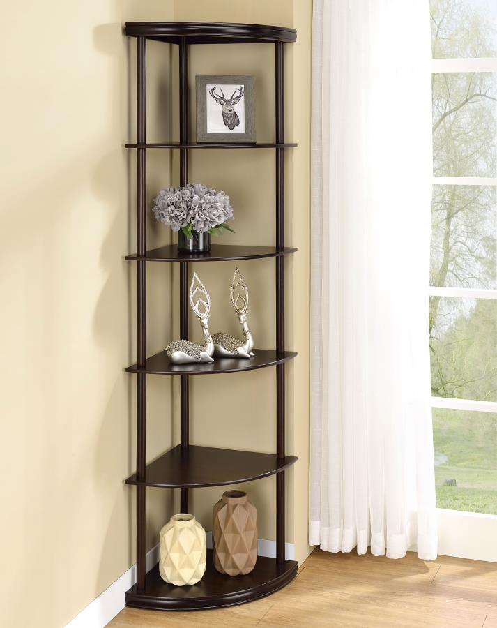 Bonwick 72-inch 5-shelf Corner Bookshelf Cappuccino Default Title