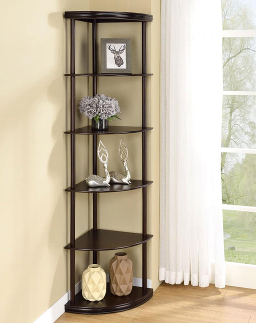 Bonwick 72-inch 5-shelf Corner Bookshelf Cappuccino Default Title