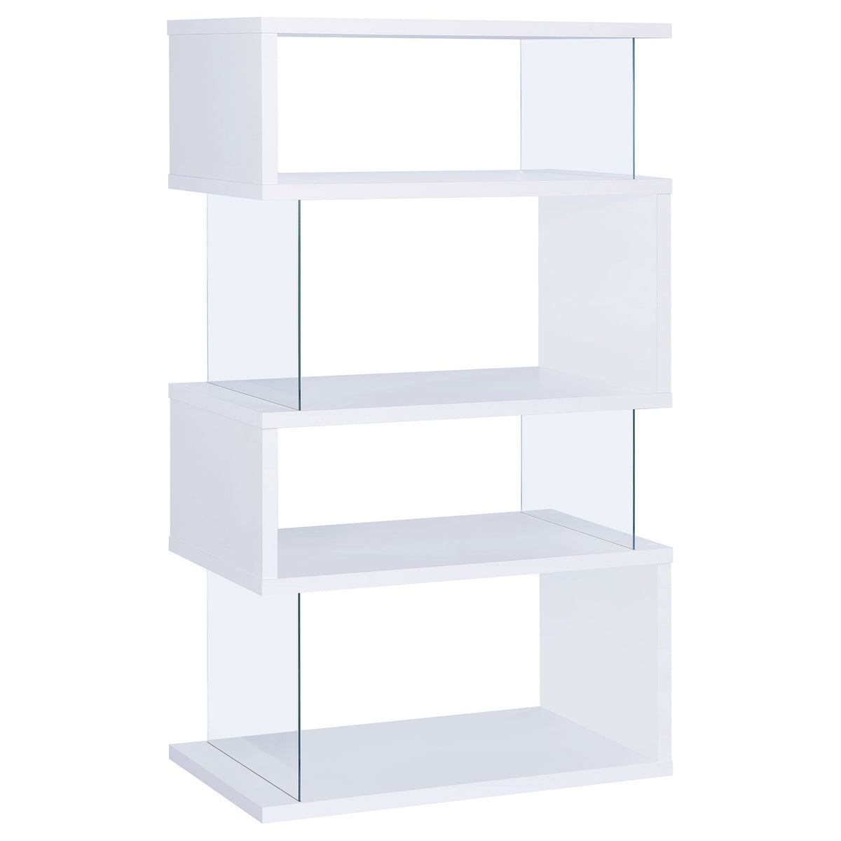 Emelle 63-inch 4-shelf Glass Panel Bookshelf