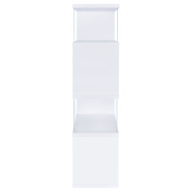 Emelle 63-inch 4-shelf Glass Panel Bookshelf