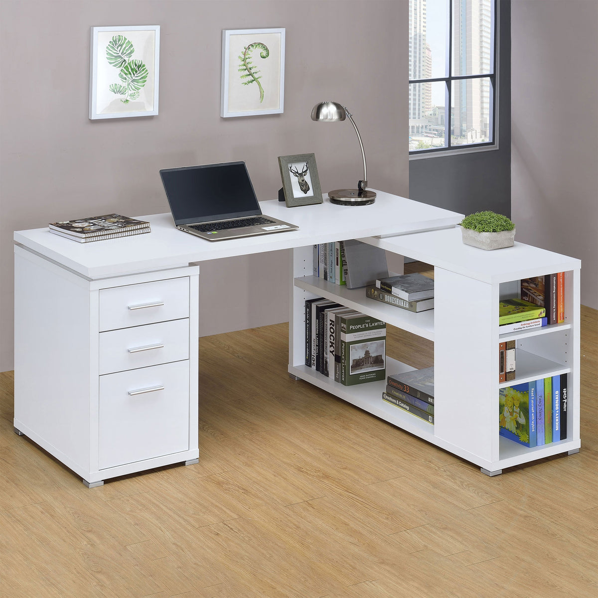 Yvette 60-inch 3-drawer L-Shape Computer Desk
