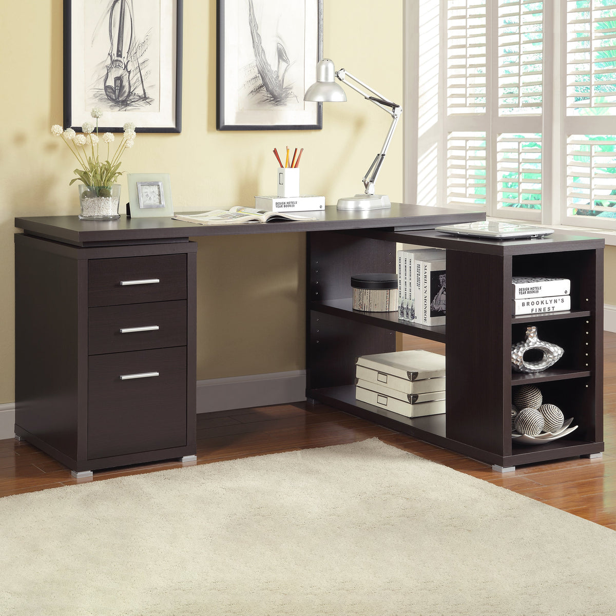 Yvette 60-inch 3-drawer L-Shape Computer Desk