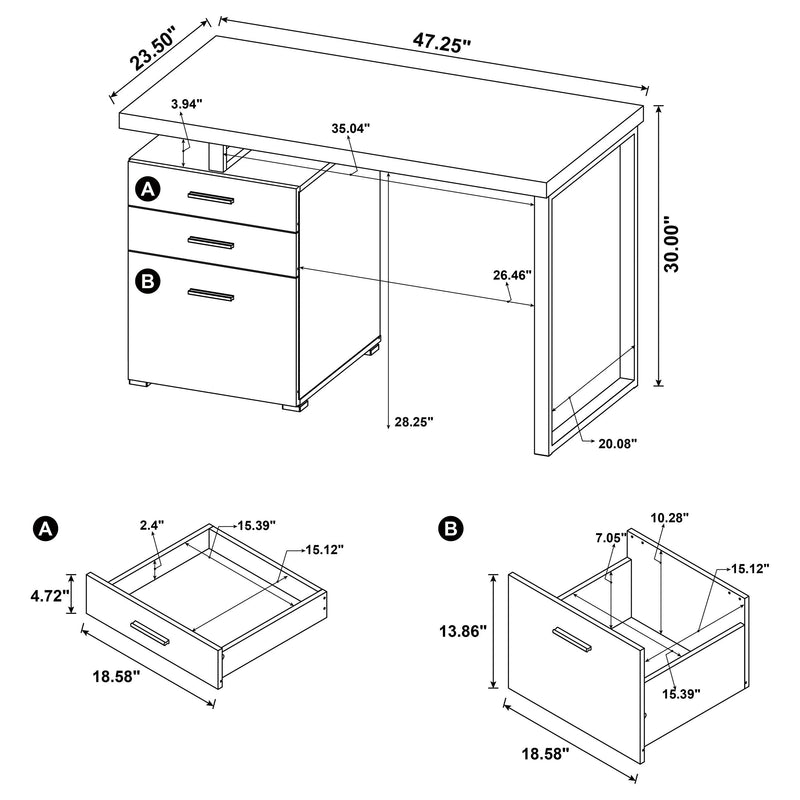 Brennan 47-inch 3-drawer Office Computer Desk