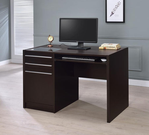 Halston 47-inch 2-drawer Office Desk with Cabinet Cappuccino Default Title