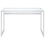 Hartford 47-inch Glass Top Writing Desk Chrome