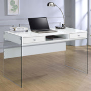 Dobrev 48-inch 2-drawer Writing Desk White High Gloss Default Title