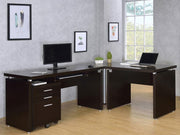 Skylar L-Shape Desk with Mobile File Cabinet Cappuccino Default Title