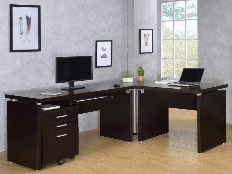 Skylar L-Shape Desk with Mobile File Cabinet Cappuccino Default Title