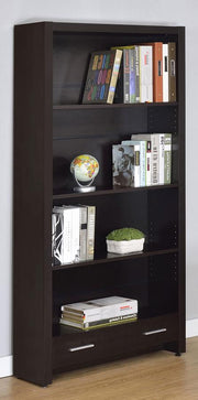 Skylar 71-inch 5-shelf Bookcase with Drawer Cappuccino Default Title