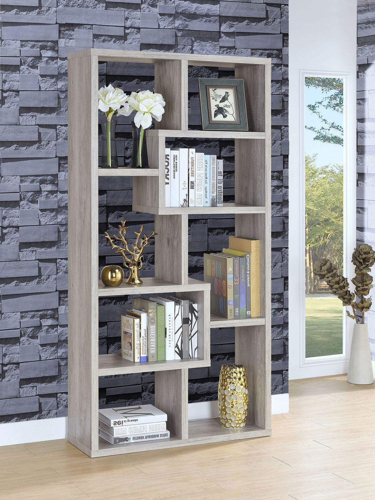 Theo 71-inch 6-shelf Bookshelf