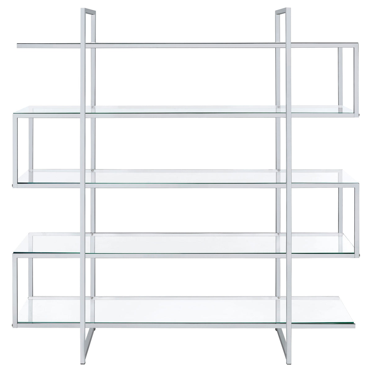 Elmer 63-inch 5-shelf Bookshelf Clear and Chrome