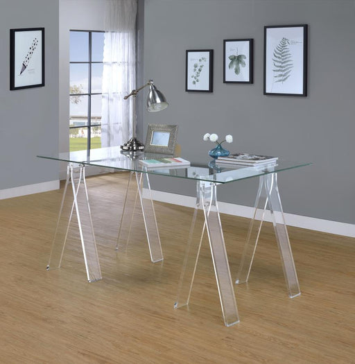 Amaturo 59-inch Glass Top Acrylic Writing Desk Clear Default Title