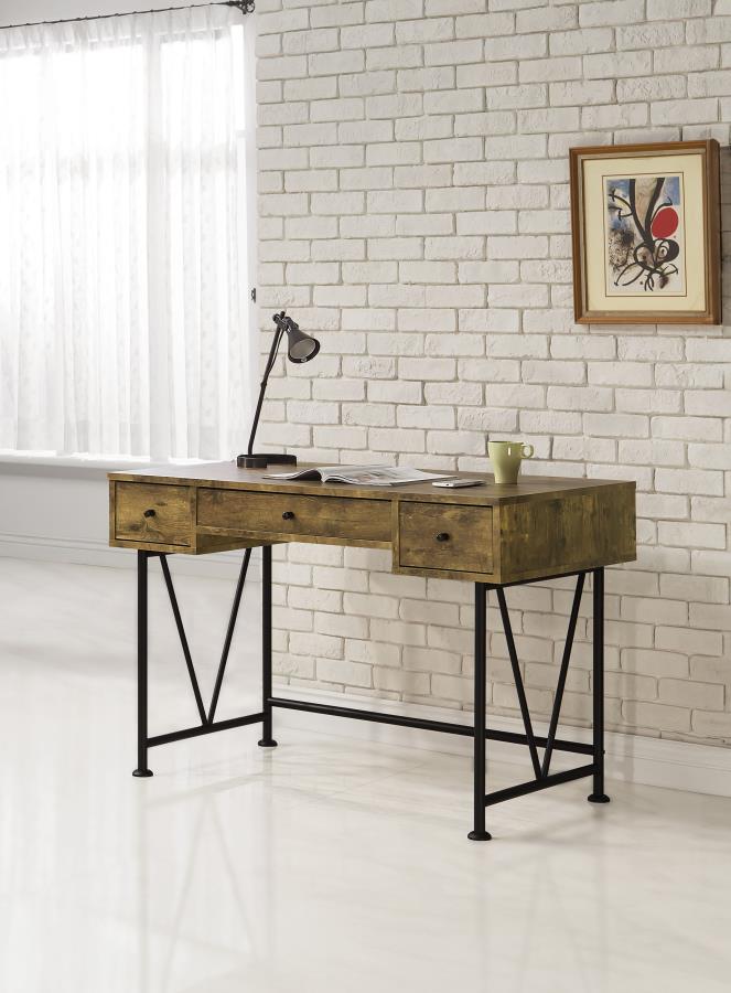 Analiese 47-inch 3-drawer Writing Desk Rustic Nutmeg Default Title