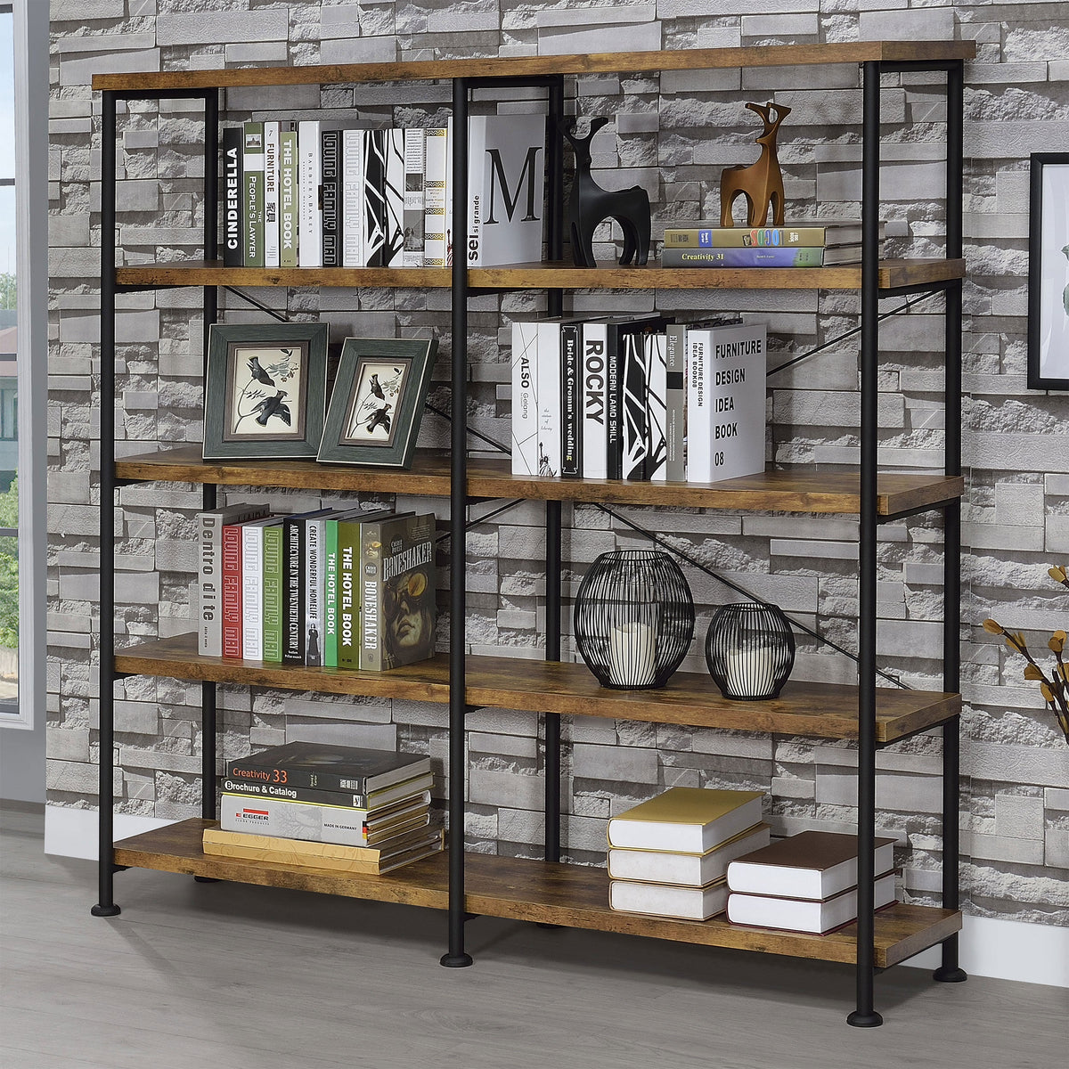 Analiese 63-inch 4-shelf Double Bookshelf