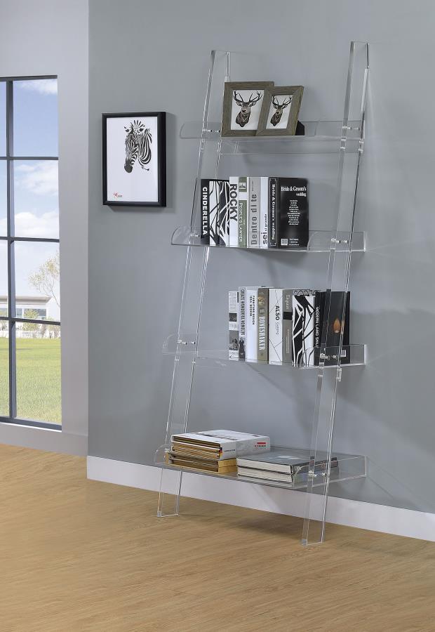 Amaturo 72-inch 4-shelf Acrylic Ladder Bookshelf Clear Default Title
