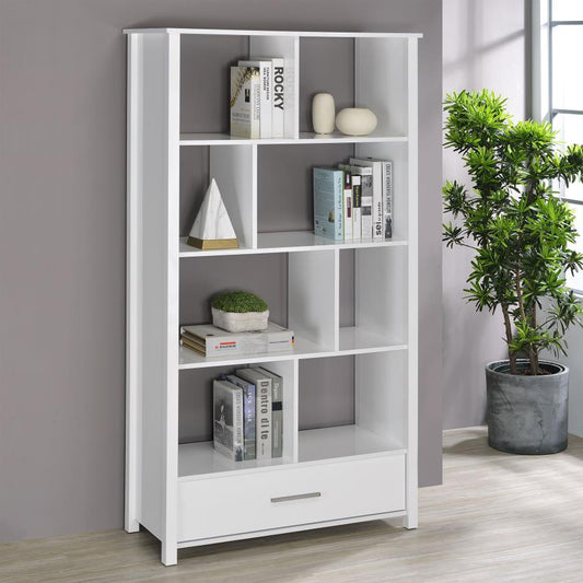 Dylan 68-inch 4-shelf Storage Bookshelf High Gloss White High Gloss