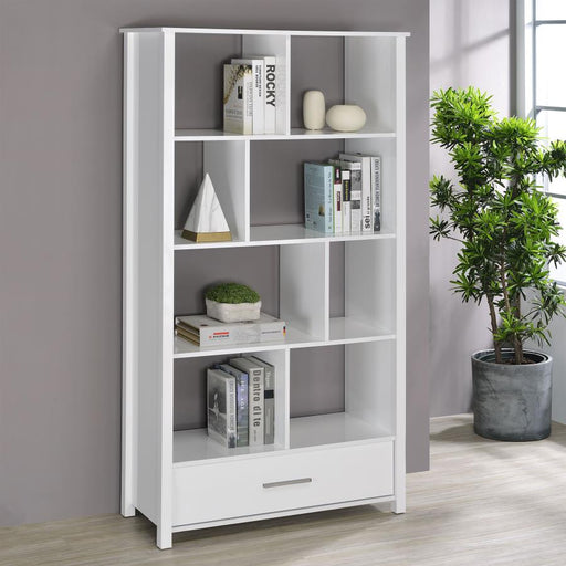 Dylan 68-inch 4-shelf Storage Bookshelf High Gloss White High Gloss