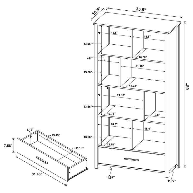 Dylan 68-inch 4-shelf Storage Bookshelf High Gloss