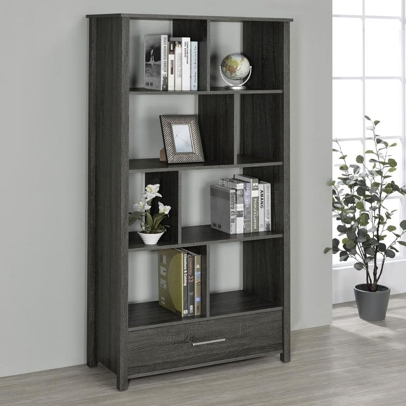 Dylan 68-inch 4-shelf Storage Bookshelf High Gloss Weathered Grey