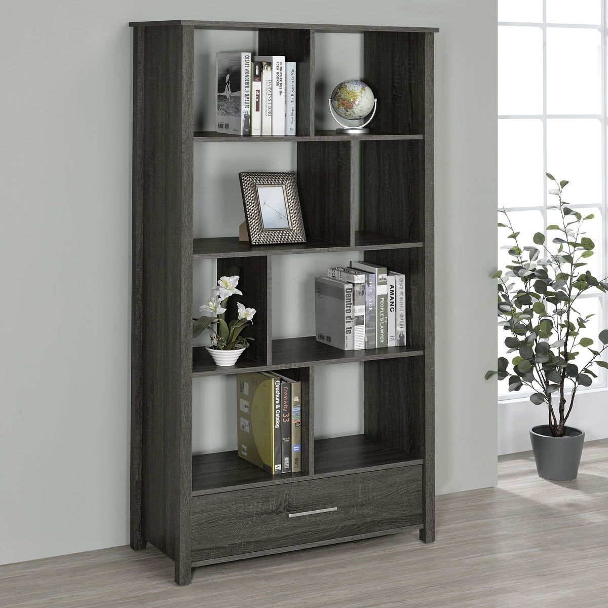 Dylan 68-inch 4-shelf Storage Bookshelf High Gloss
