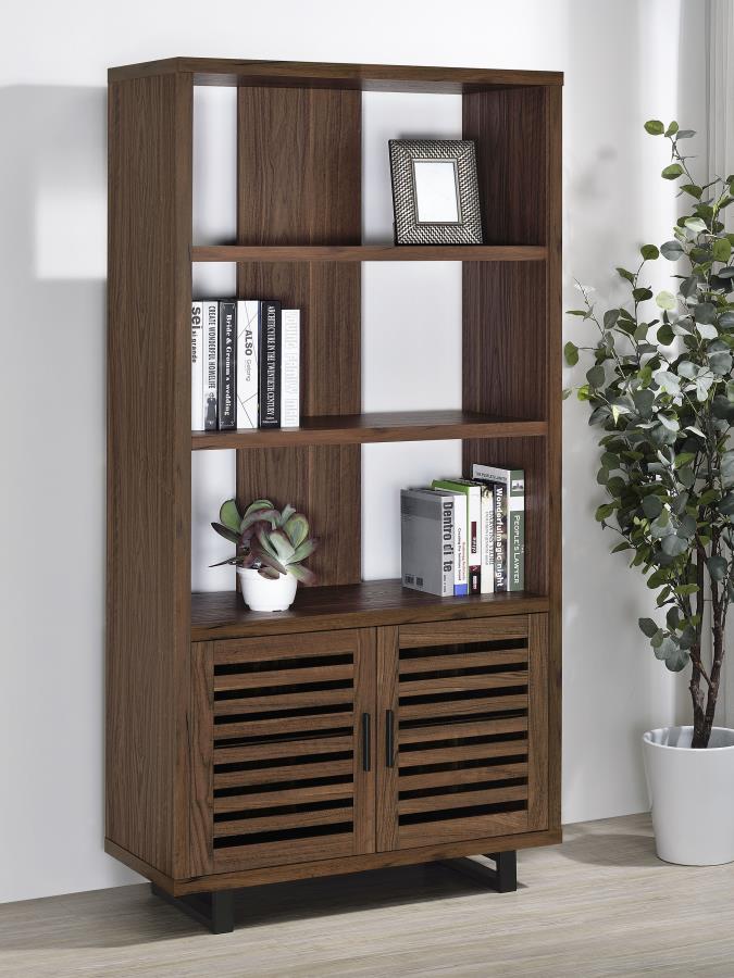 Maddox 71-inch 3-shelf Cabinet Bookcase Walnut Default Title
