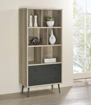 Maeve 70-inch 3-shelf Bookcase with Drawers Distressed Pine Default Title