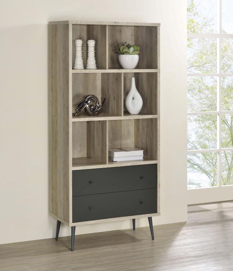 Maeve 70-inch 3-shelf Bookcase with Drawers Distressed Pine Default Title