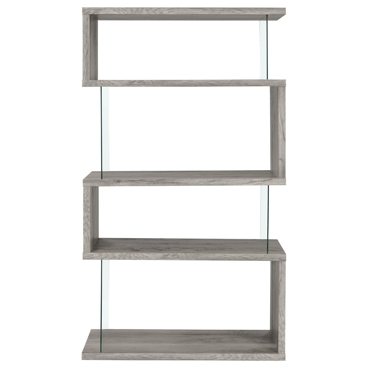 Emelle 63-inch 4-shelf Glass Panel Bookshelf