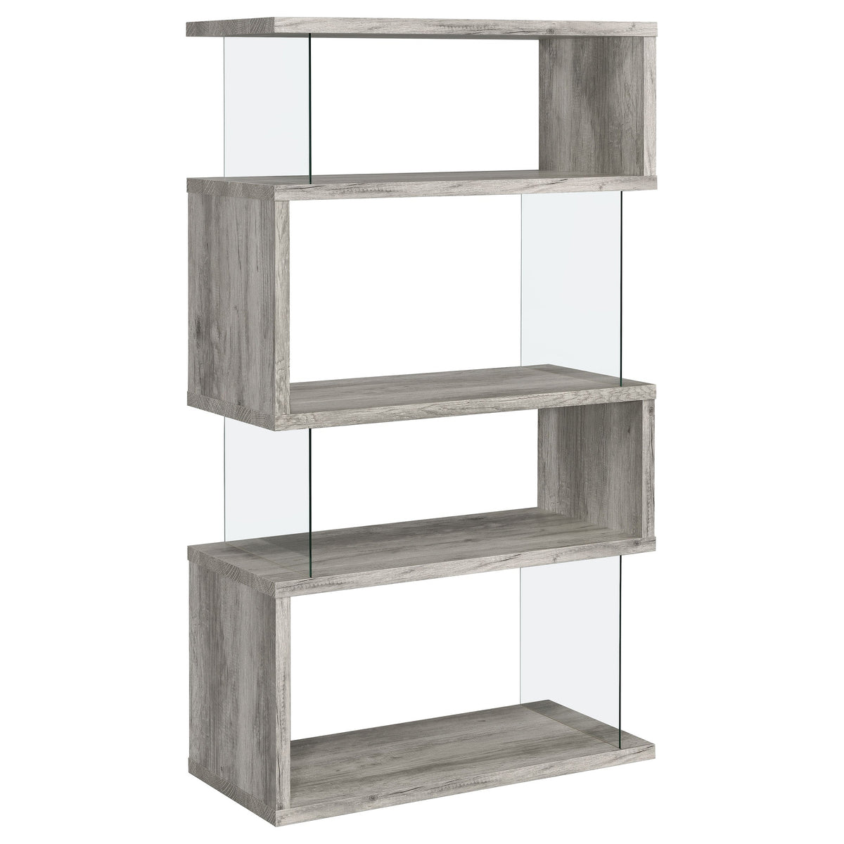 Emelle 63-inch 4-shelf Glass Panel Bookshelf