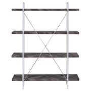 Grimma 63-inch 4-shelf Bookshelf Rustic Grey and Chrome