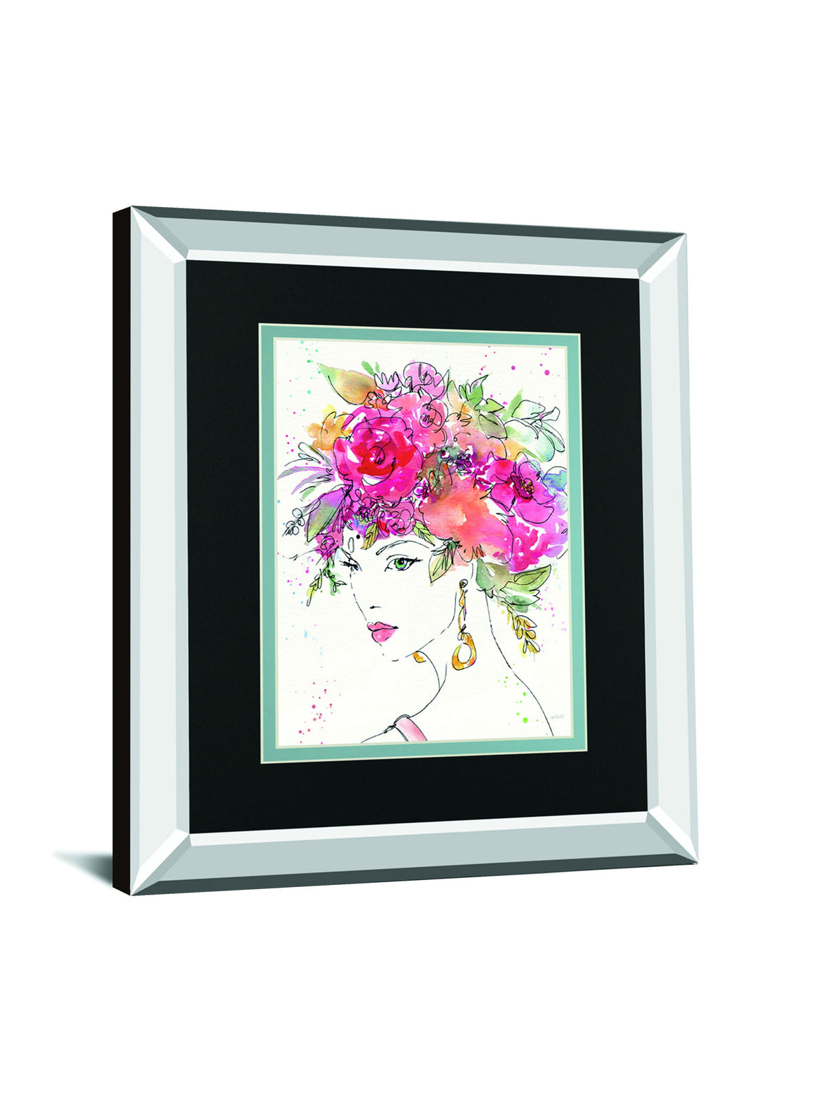 Floral Figures II By Anne Tavoletti Mirrored Frame - Pink