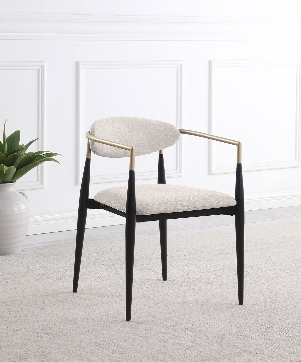 Bradbury Fabric Upholstered Dining Arm Chair Beige (Set of 2)