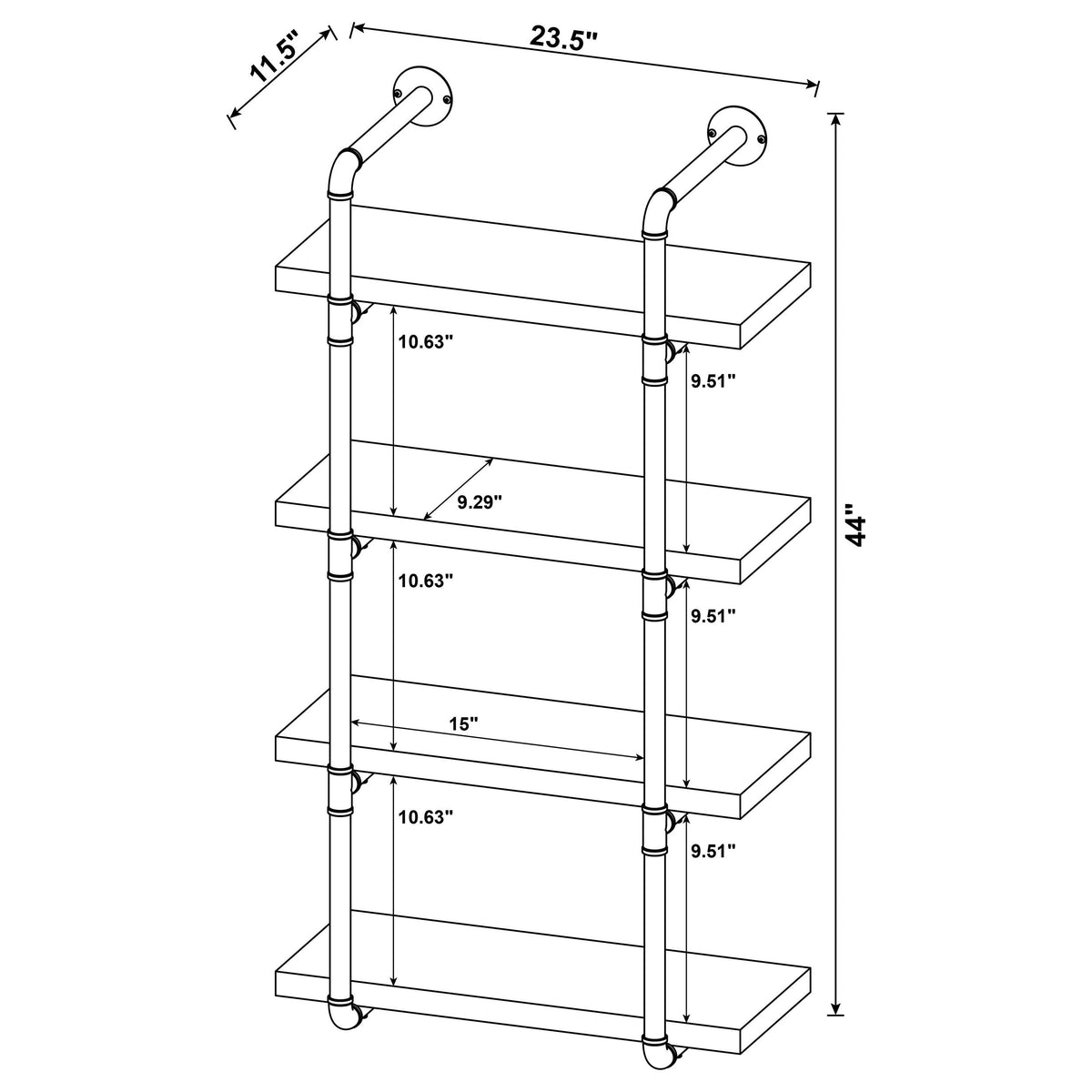 Elmcrest 24-inch 4-shelf Wall Bookshelf