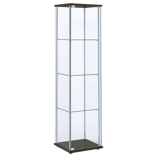 Bellatrix 3-shelf Clear Glass Curio Cabinet Cappuccino