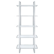 Hartford 79-inch 5-shelf Glass Bookshelf Chrome