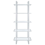 Hartford 79-inch 5-shelf Glass Bookshelf Chrome