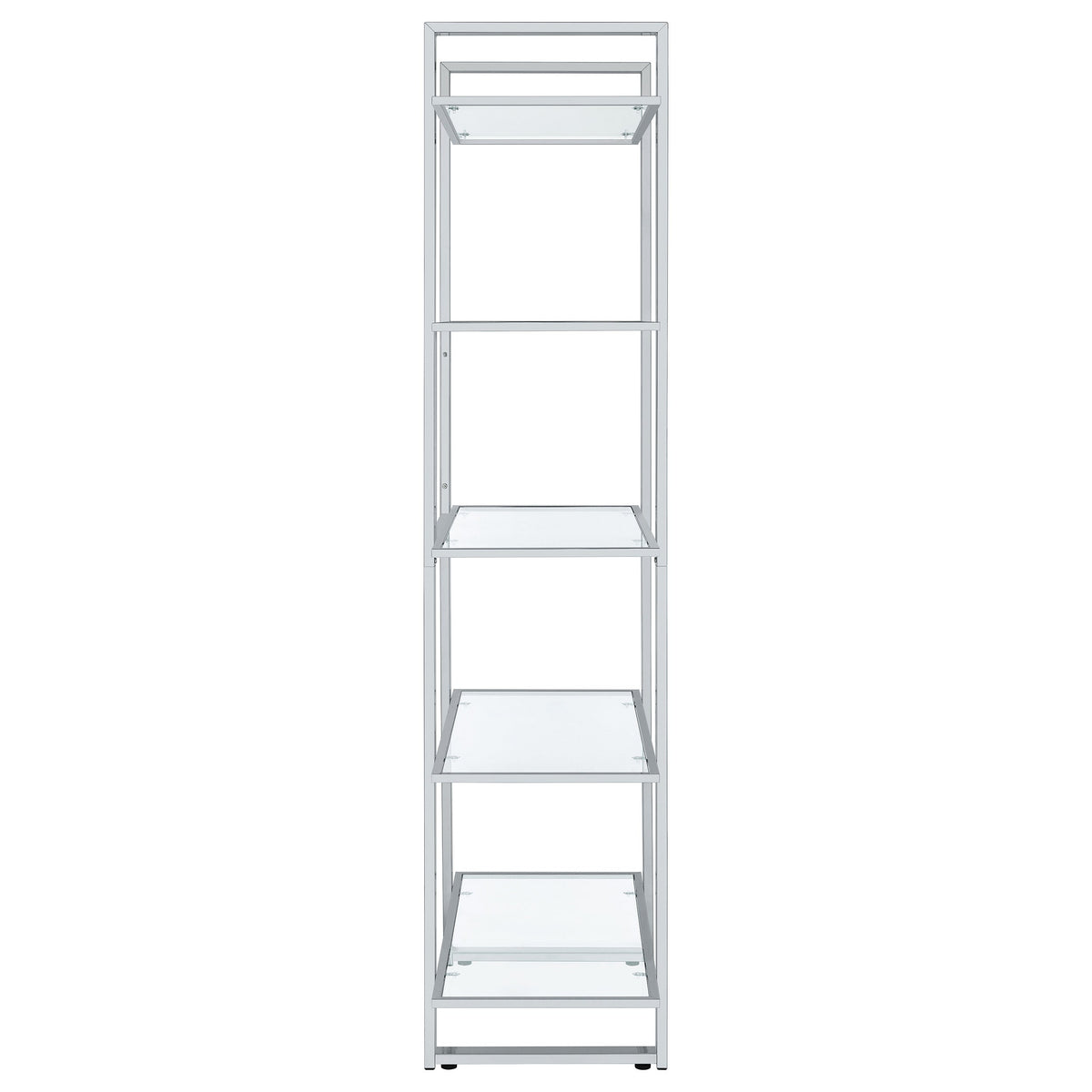 Hartford 79-inch 5-shelf Glass Bookshelf Chrome