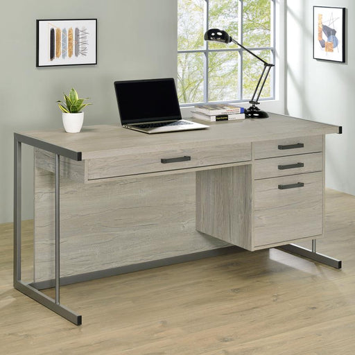 Loomis 60-inch 4-drawer Computer Desk Whitewashed Grey Default Title