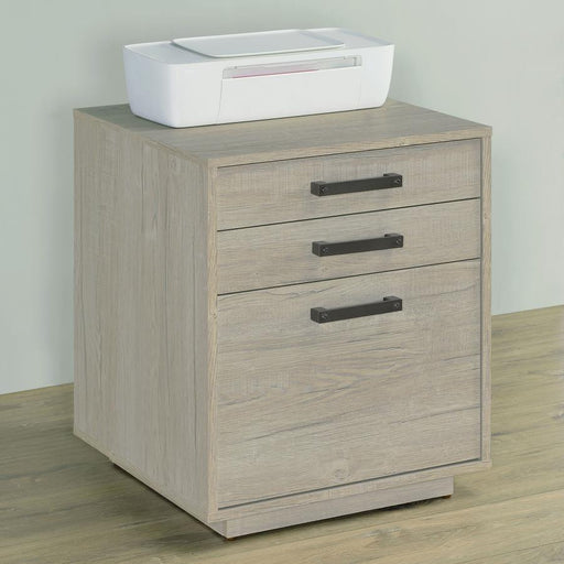 Loomis 3-drawer Home Office File Cabinet Whitewashed Grey Default Title