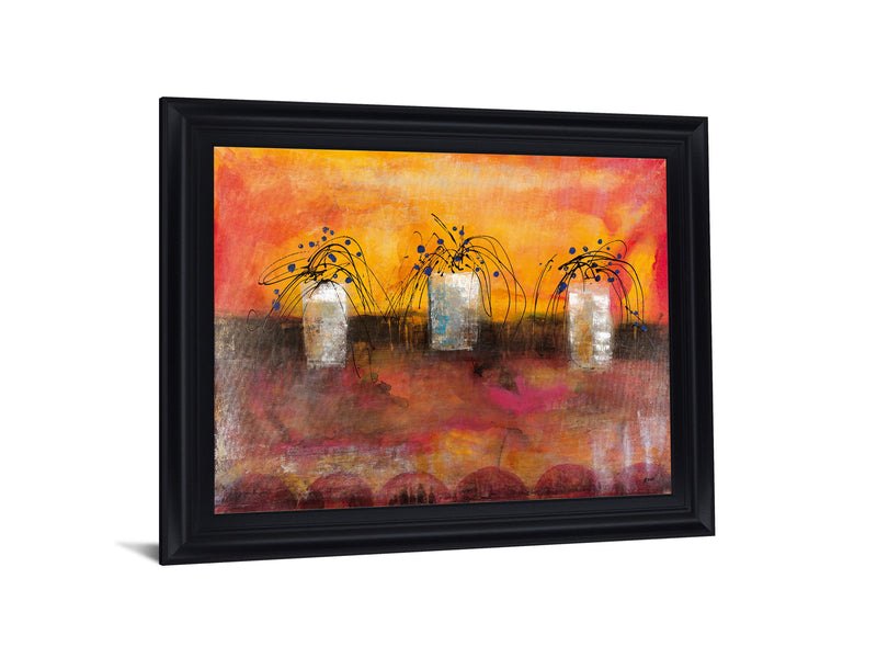 Sunlit Trio - 28" x 34" Framed Wall Art - Orange