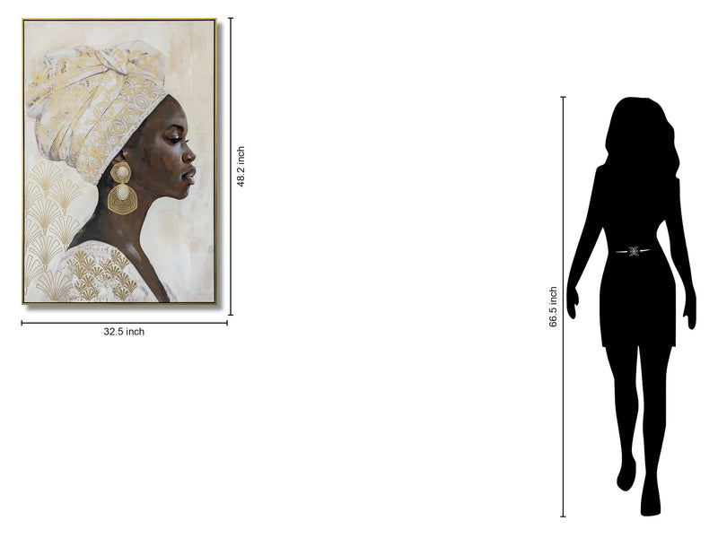 Opulent Gaze Elegance - 48" x 33" Framed Wall Art - Beige